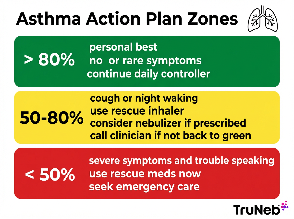 Asthma action plan zones stoplight infographic