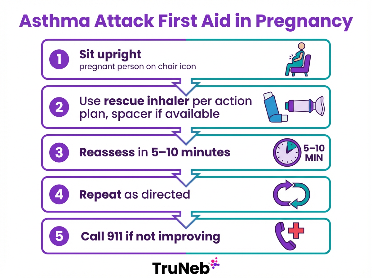 Asthma Attack First Aid in Pregnancy Flowchart Infographic flowchart for asthma attack first aid in pregnancy
