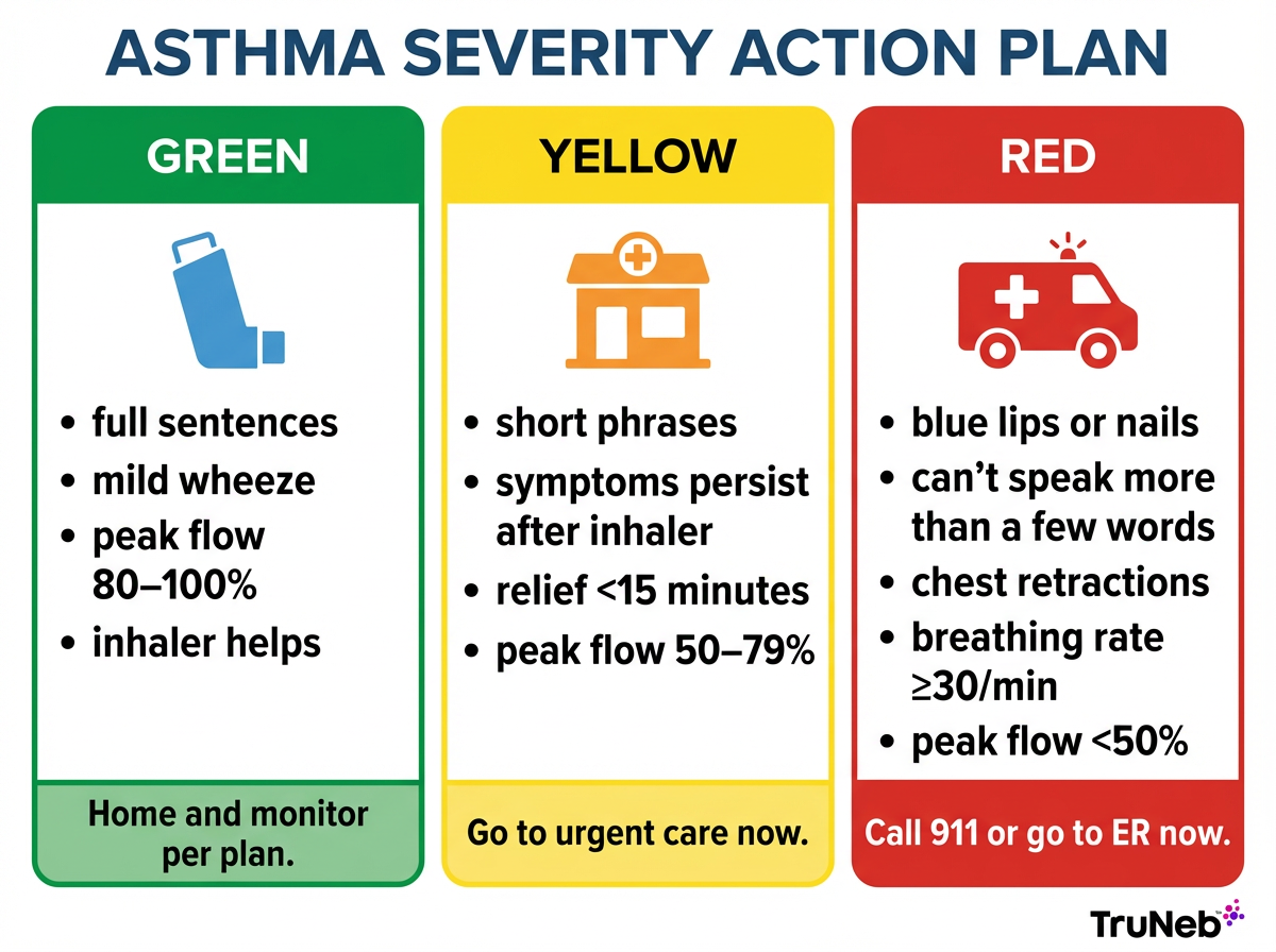 Asthma Severity Stoplight Chart Asthma severity stoplight action plan chart showing green, yellow, and red zones