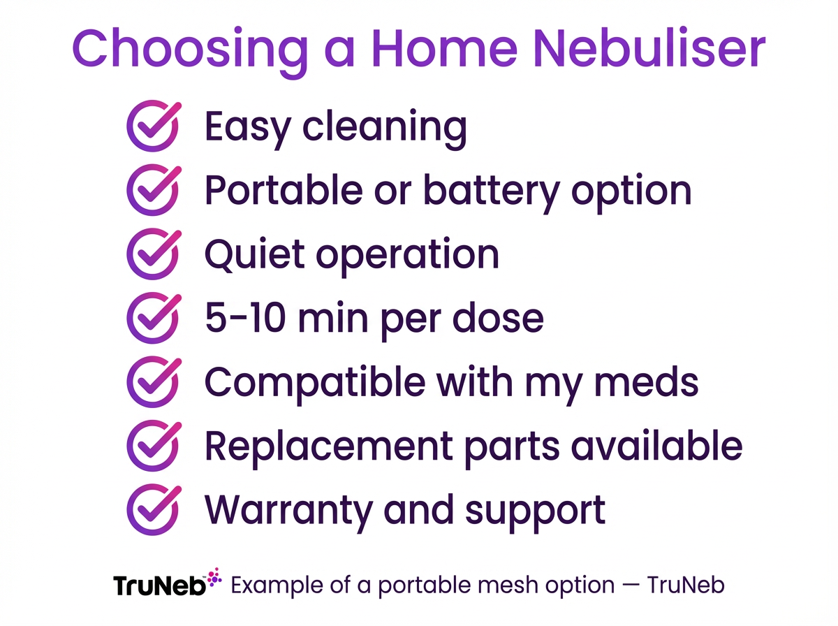 Choosing a home nebuliser checklist infographic