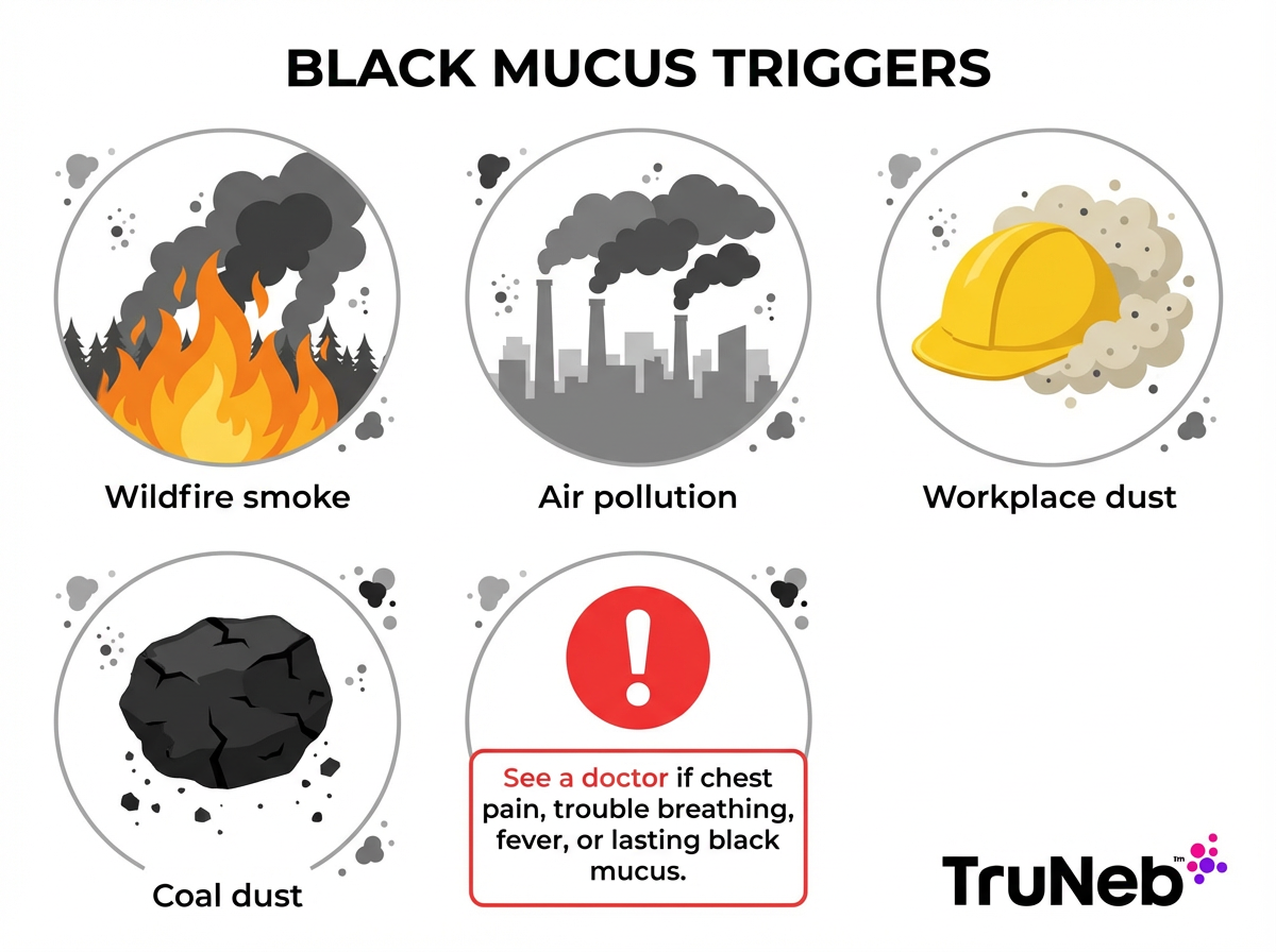 Black Mucus Triggers Infographic Infographic illustrating common triggers of black mucus
