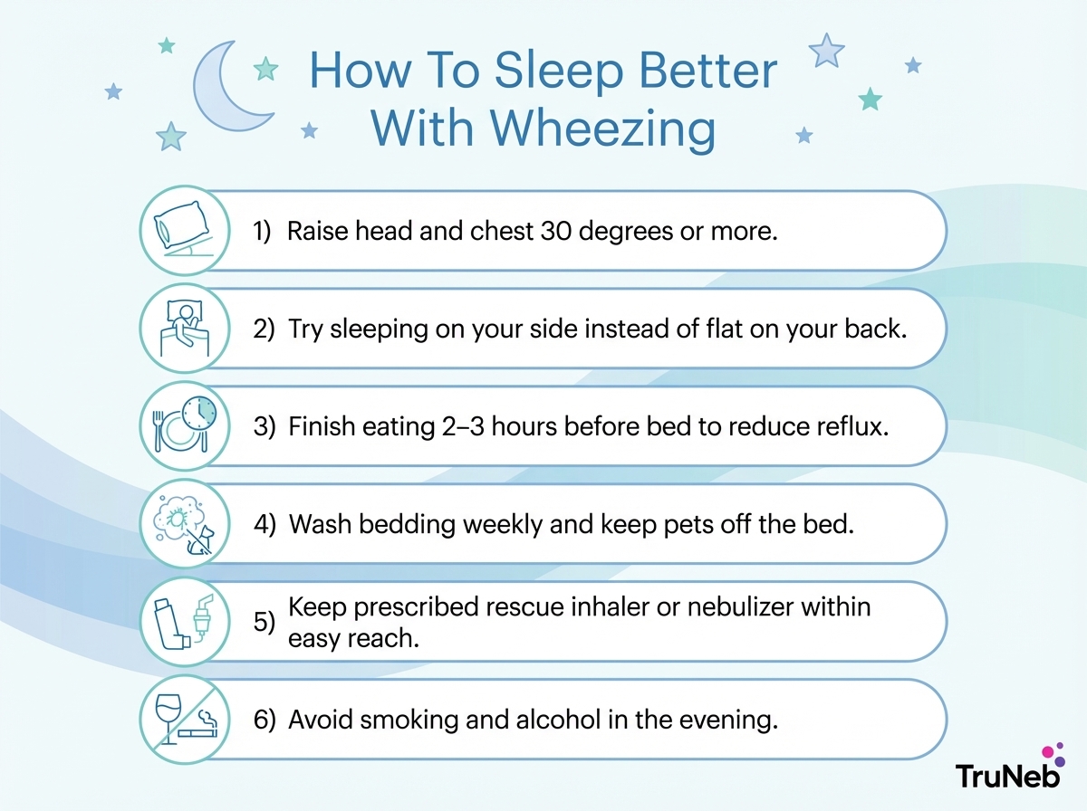 Infographic checklist of practical tips to sleep better with wheezing