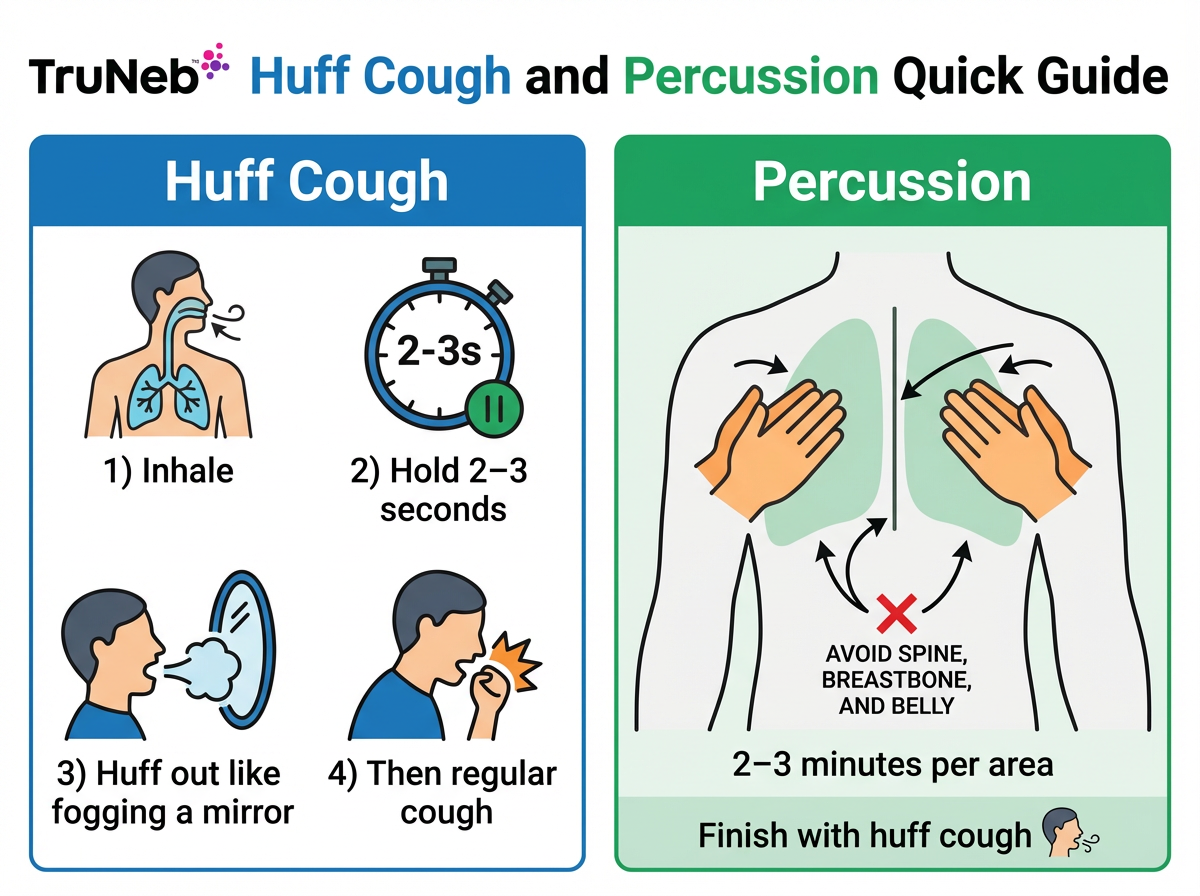 Huff cough and chest percussion quick guide for airway clearance