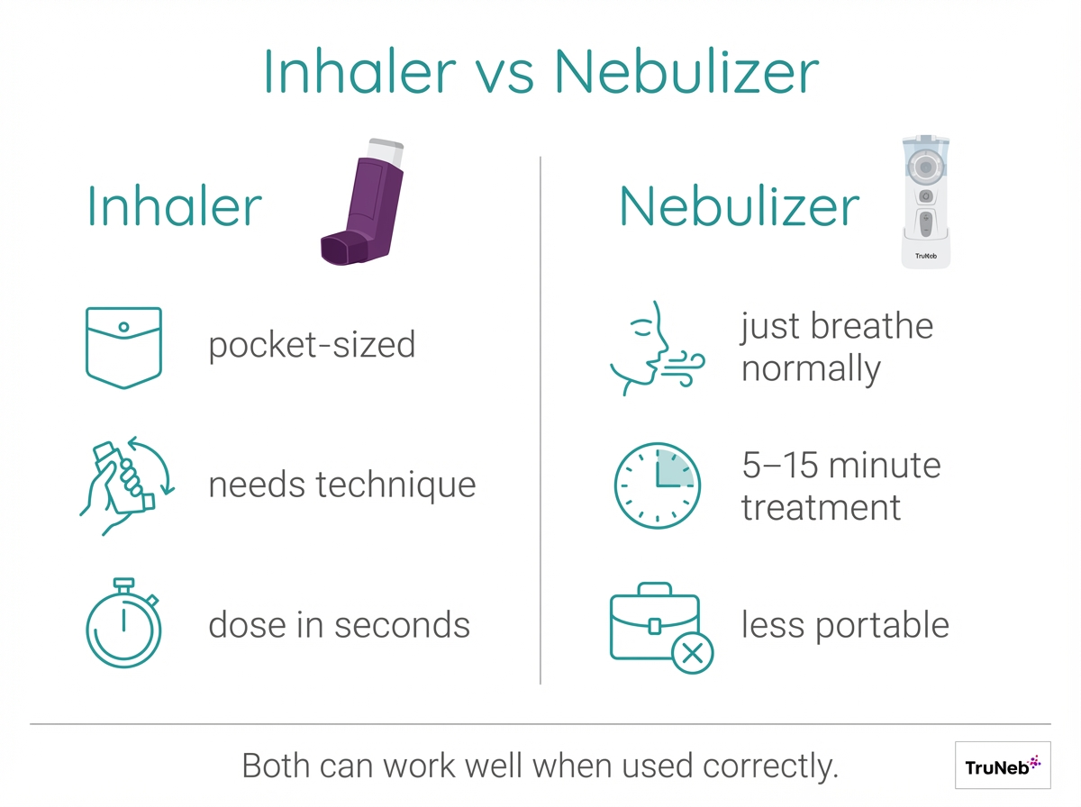 Inhaler vs Nebulizer infographic Inhaler vs nebulizer comparison infographic