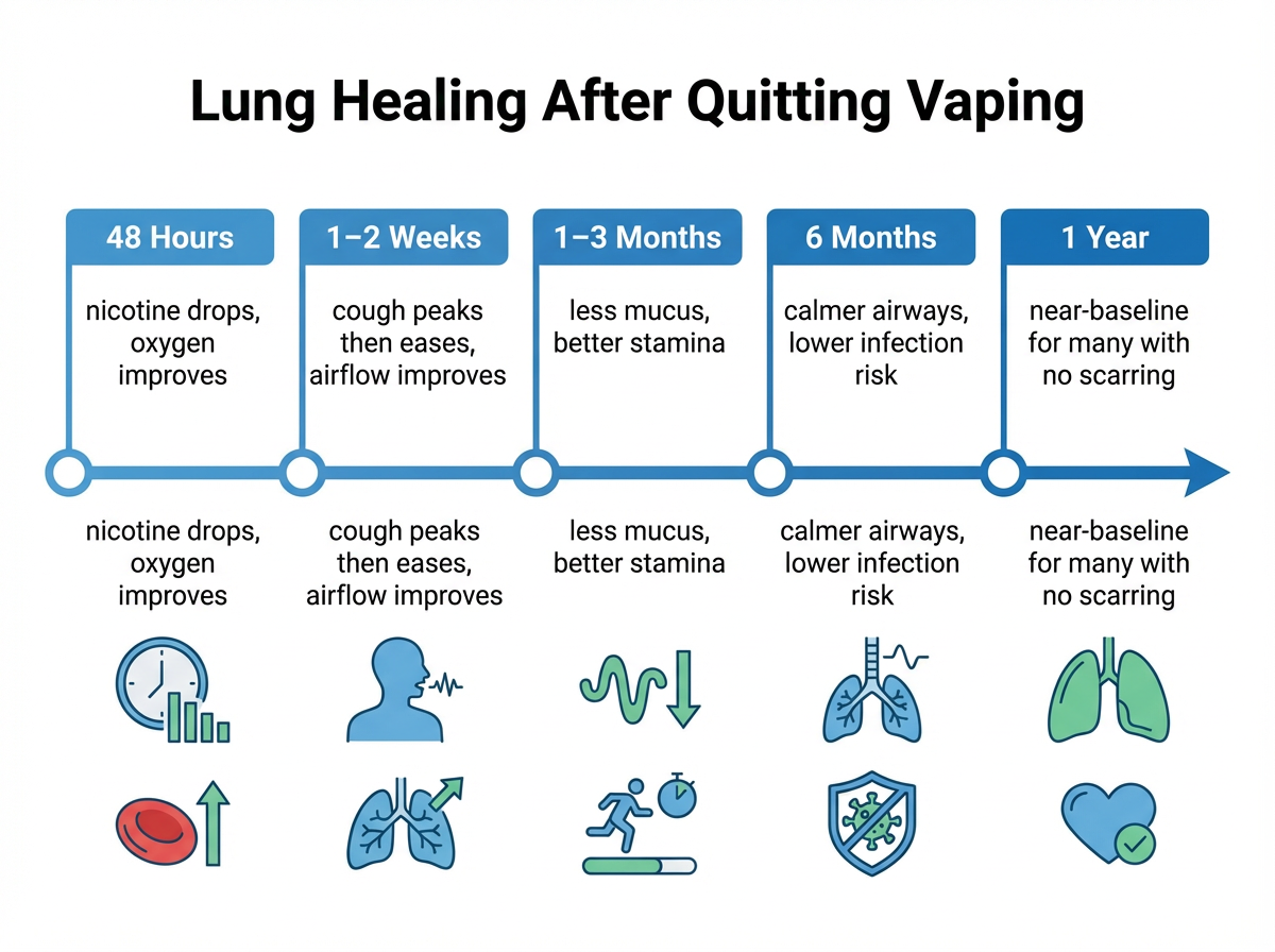 Lung Healing After Quitting Vaping Timeline Infographic Lung healing after quitting vaping timeline infographic