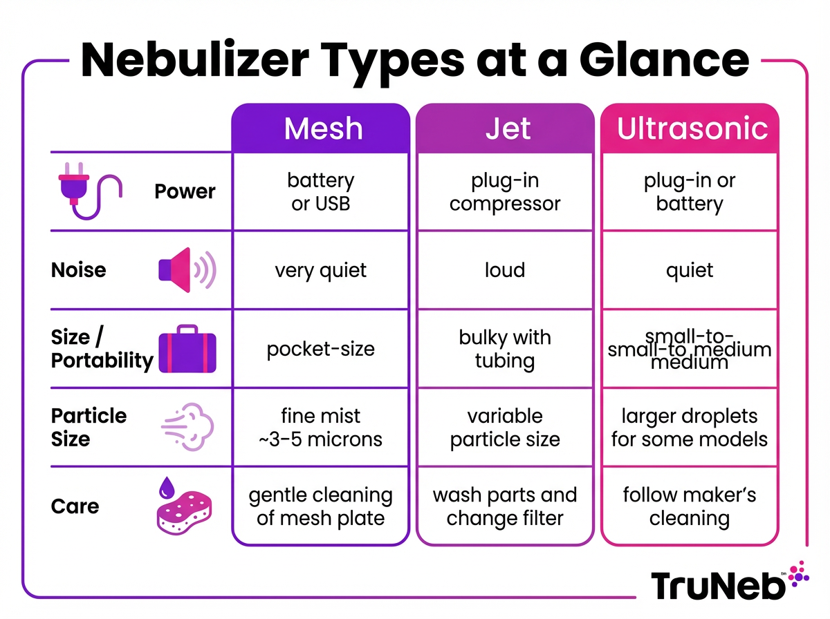Nebulizer types at a glance comparison chart
