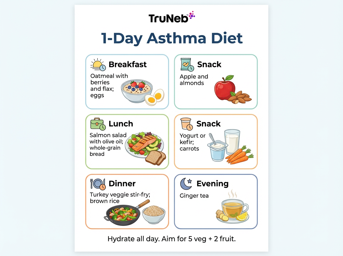 1-day asthma diet sample meal plan infographic