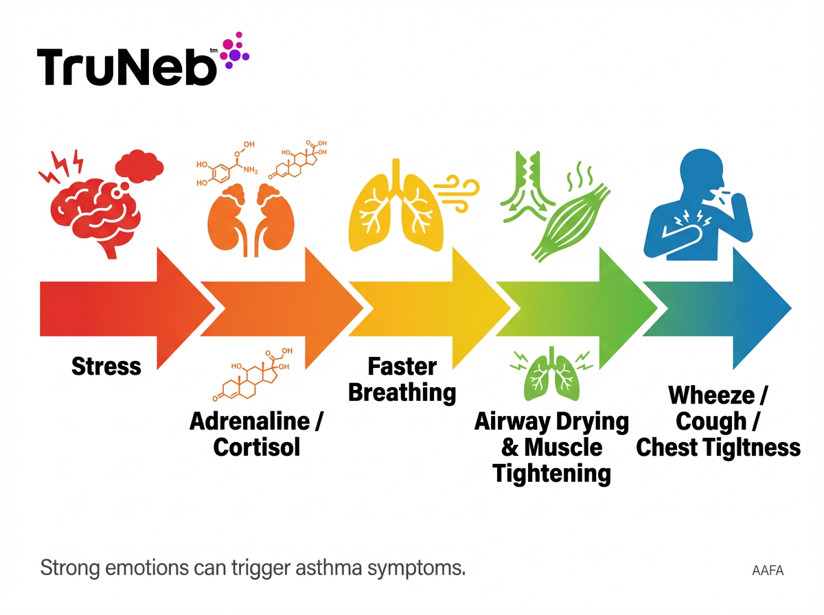 How Stress Can Trigger Asthma Symptoms Infographic showing how stress hormones can trigger asthma symptoms